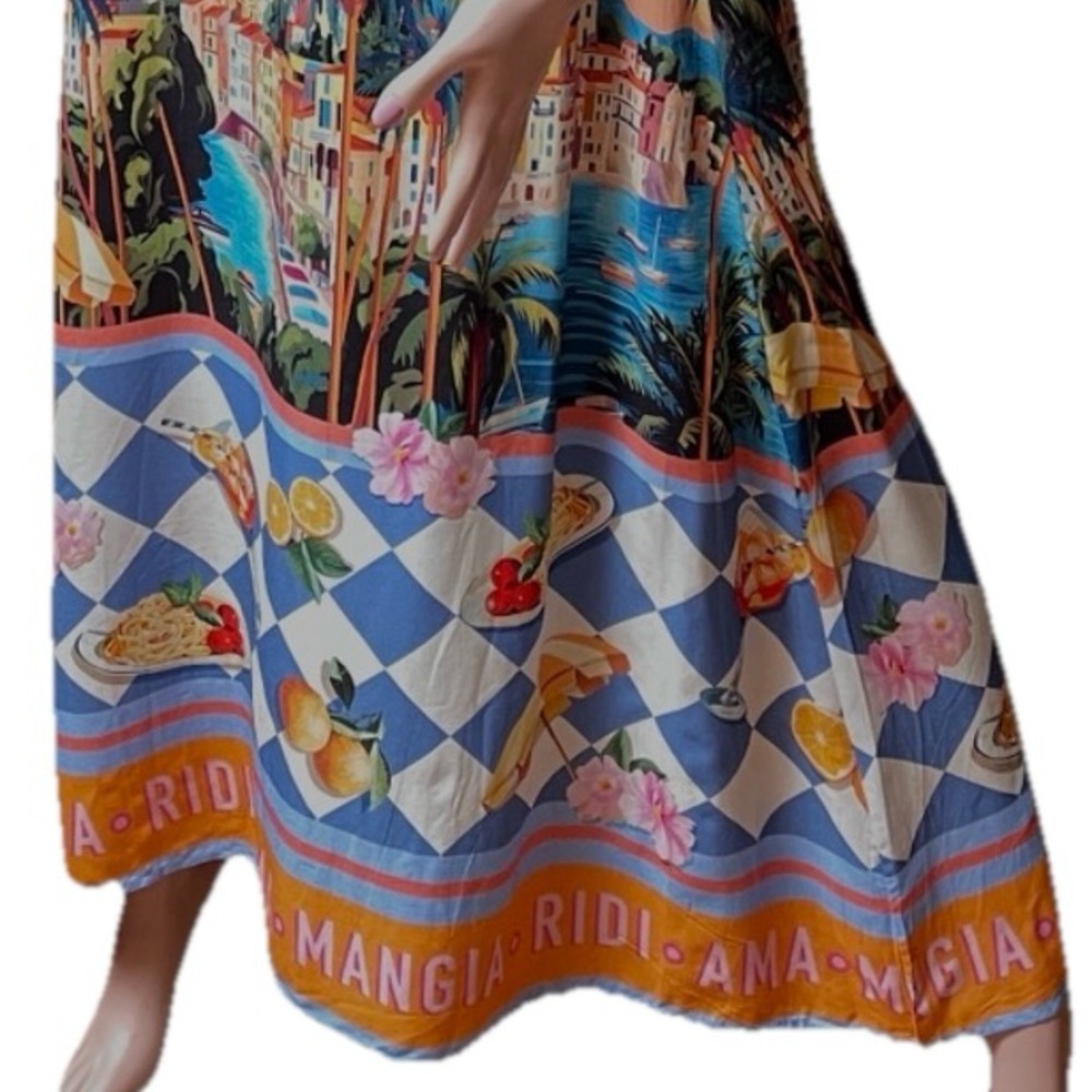 PAPER HEART Australia Fabulous NWOT ITALIAN RIVIERA Print MAXI Sun DRESS Size M - Picture 10 of 15